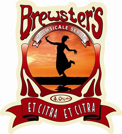 A beer label for Brewster's beer, featuring a dancing womans 