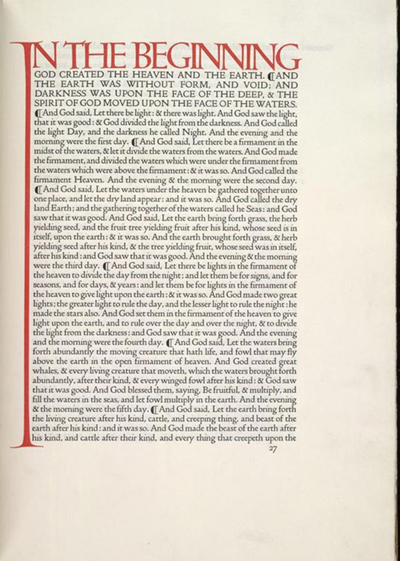 A page from the bible, printed in Doves Type