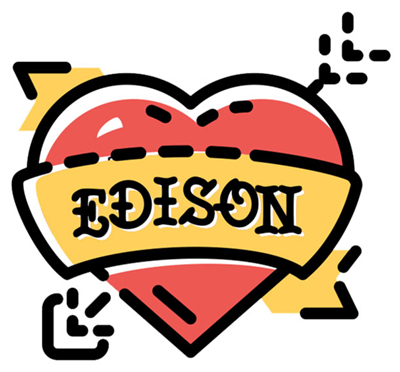 Tattoo-style heart with 'Edison' written on it