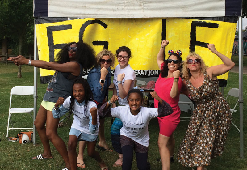 A group shot of the Essex Girls Liberation Front