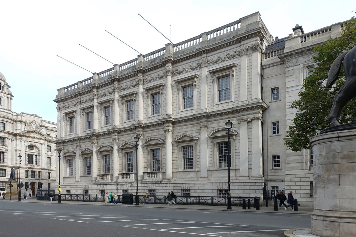 The exterior of a grand stone building